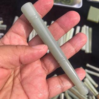 正品天然新疆和田玉白玉 玉烟嘴旱烟嘴精雕高档烟斗烟具带证书