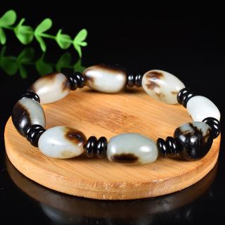 细润黑皮【石来运转】和田玉原石手串44克