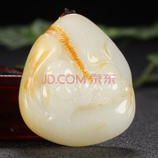 工艺师吴春雷作品 和田玉籽料白玉洒金皮善财童子 挂件 6